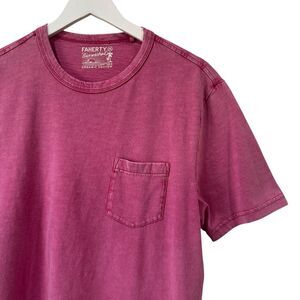 FAHERTY Hibiscus Pink Sunwashed Organic Cotton Pocket T-Shirt Minimalist Medium
